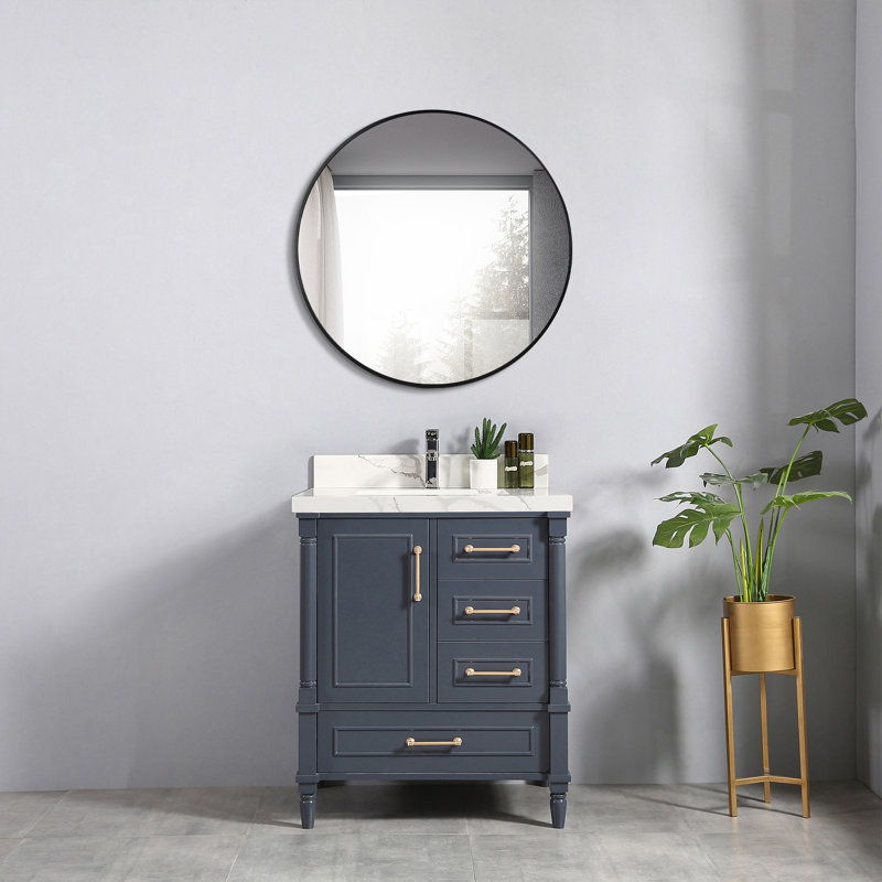 Miroir de salle de bain mural Lundys, 24 po x 24 po, Noir