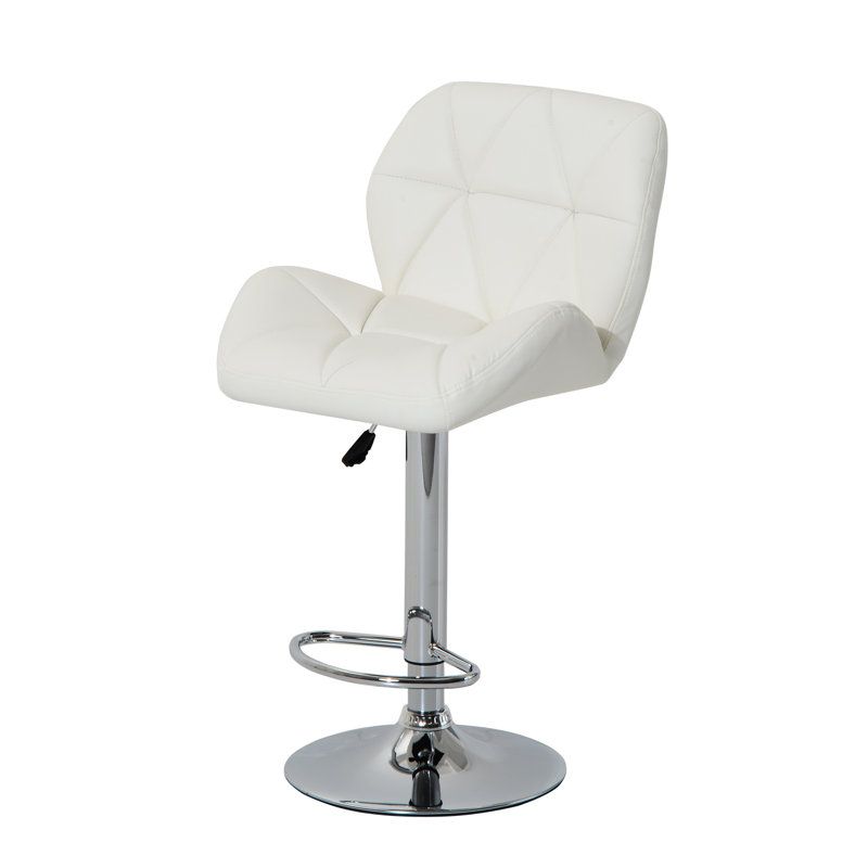 Danvers Swivel Upholstered Adjustable Height Counter Stool with Metal Frame, White