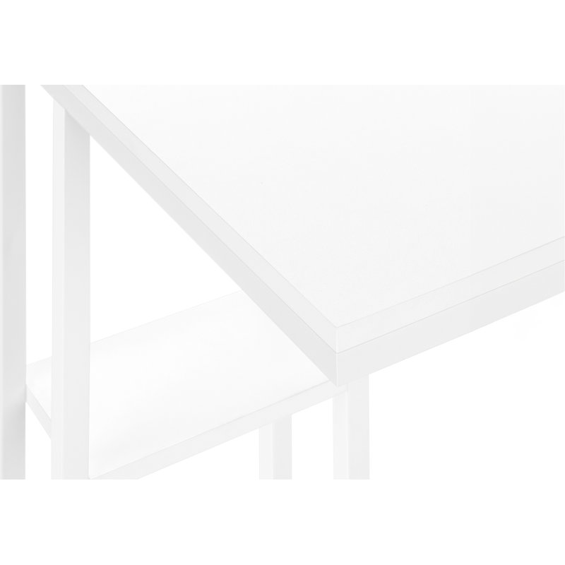 Accent Table, C-Shaped Nightstand, End Table For Living Room And Bedroom, Indoor End Table For Living Space, White