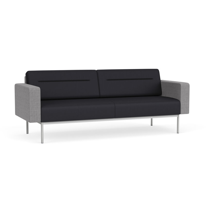 Canapé de réception Darsey, Sans alimentation, Noir Patriot Plus; gris chambray, Argent argent