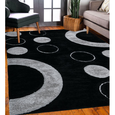 NYC Shag Performance Black Grey Area Rug