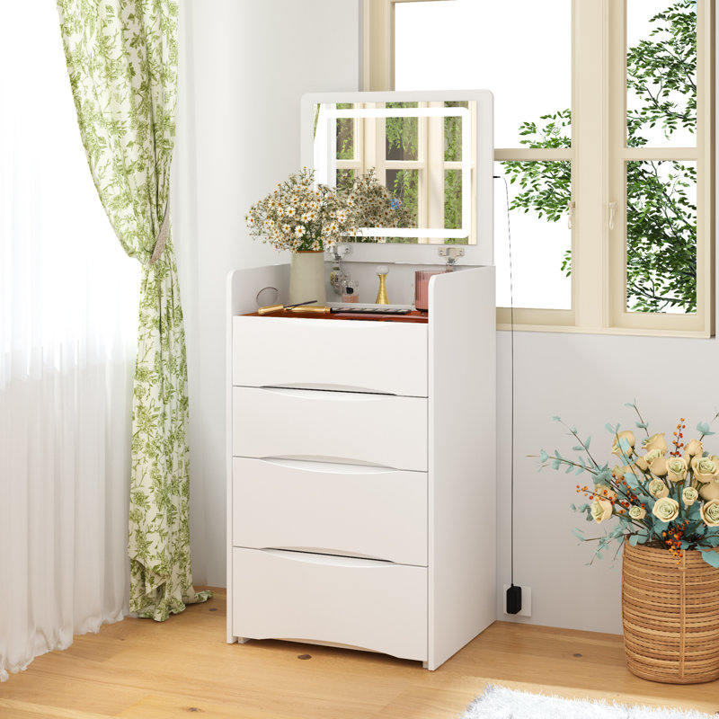 3 In 1 Vanity Desk With Flip Top Mirror And Comfortable Bench