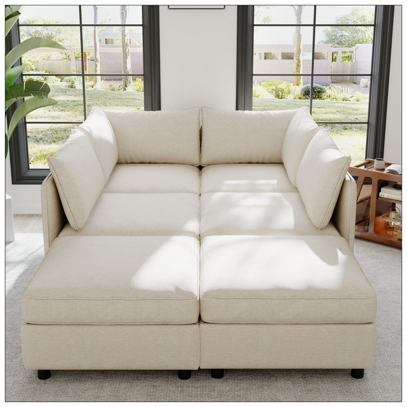 Canapé modulaire Clareville, H 32 po x l 68 po x P 93,5 po, Chenille beige