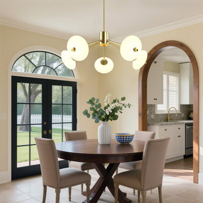 5 - Light Dimmable Modern Glass Led Chandelier For Hallway/Kitchen Island