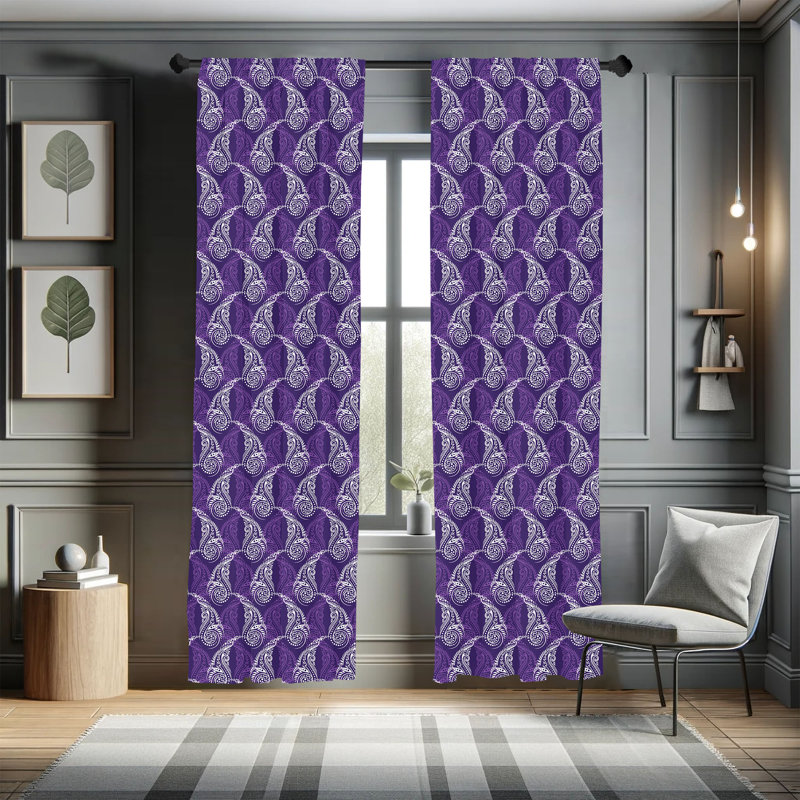 Ethnic Paisley Semi-Sheer Rod Pocket Curtain Panels, 28" x 63"