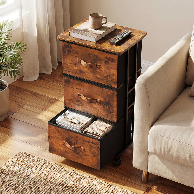 Dresser Storage with 3 Drawers, Metal Frame for Closet Storage, Vertical Storage Cabinet for Bedroom, Wardrobe, and Office