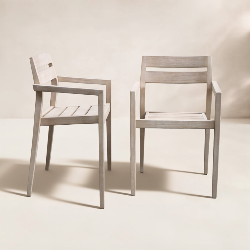 Kinsler Eucalyptus Outdoor Stackable Dining Armchair, Wheat Wash