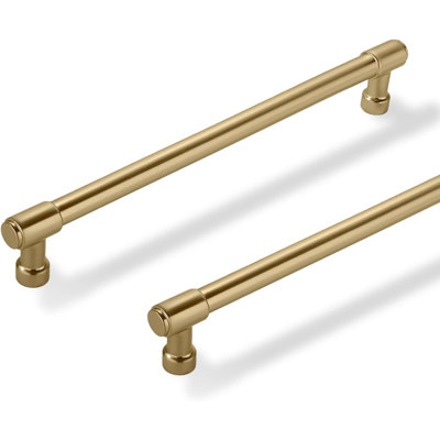 Solid Heavy Duty Cabinet Pulls 10-Pack, 8 Inch Center-To-Center Modern Drawer Handles For Kitchen And Bathroom, Brushed Brass Finish