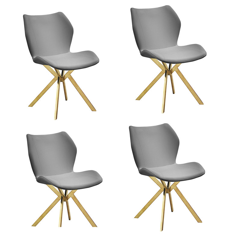 Ensemble de quatre chaises d'appoint en similicuir gris et or, Gris, Gold