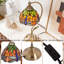 Lampe de table libellule en vitrail - Lampe de bureau à col de cygne rétro avec base en laiton