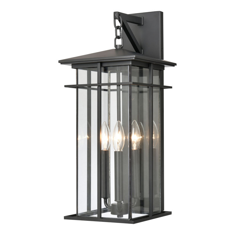 Applique murale d'extérieur 3 lumières Oak Park High, H 22 po x l 9 po x P 10 po, Noir