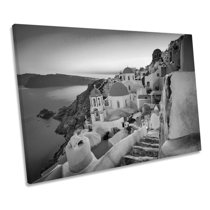 Greece Sunset Santorini - Wrapped Canvas Print, 91.4cm H x 137.2cm W x 4cm D