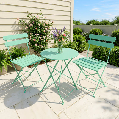 Ensemble bistro de patio pliant 3 pièces - Sans assemblage, métal résistant à l'eau, rangement facile