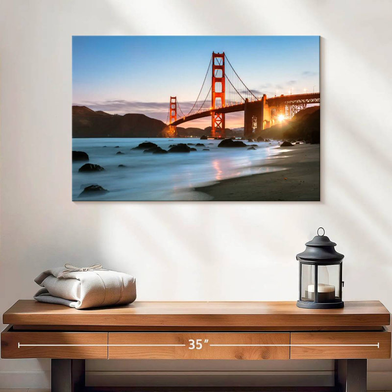Lilie, pont de la baie de San Francisco, crépuscule, H 16 po x l 24 po
