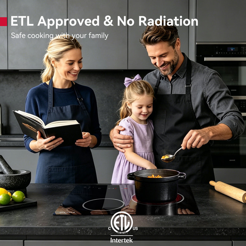 GASLAND 21 in. 2 Elements Smooth Surface (Radiant) Electric Cooktop in Black, ETL Certified