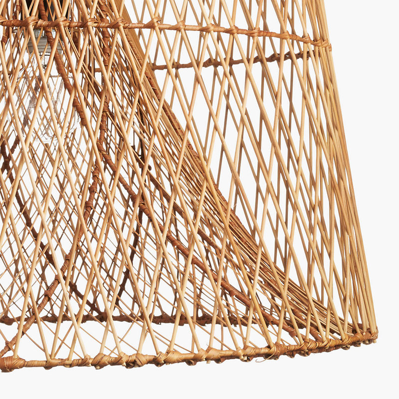 Santa Barbara Rattan Pendant Light - Natural Dome 1-Light Polished Handwoven Dimmable Hanging Light For Kitchen Island, Kitchen, Dining Room, Living Room, Bedroom, Hallway or Covered Patio in Modern, Farmhouse & Boho Style