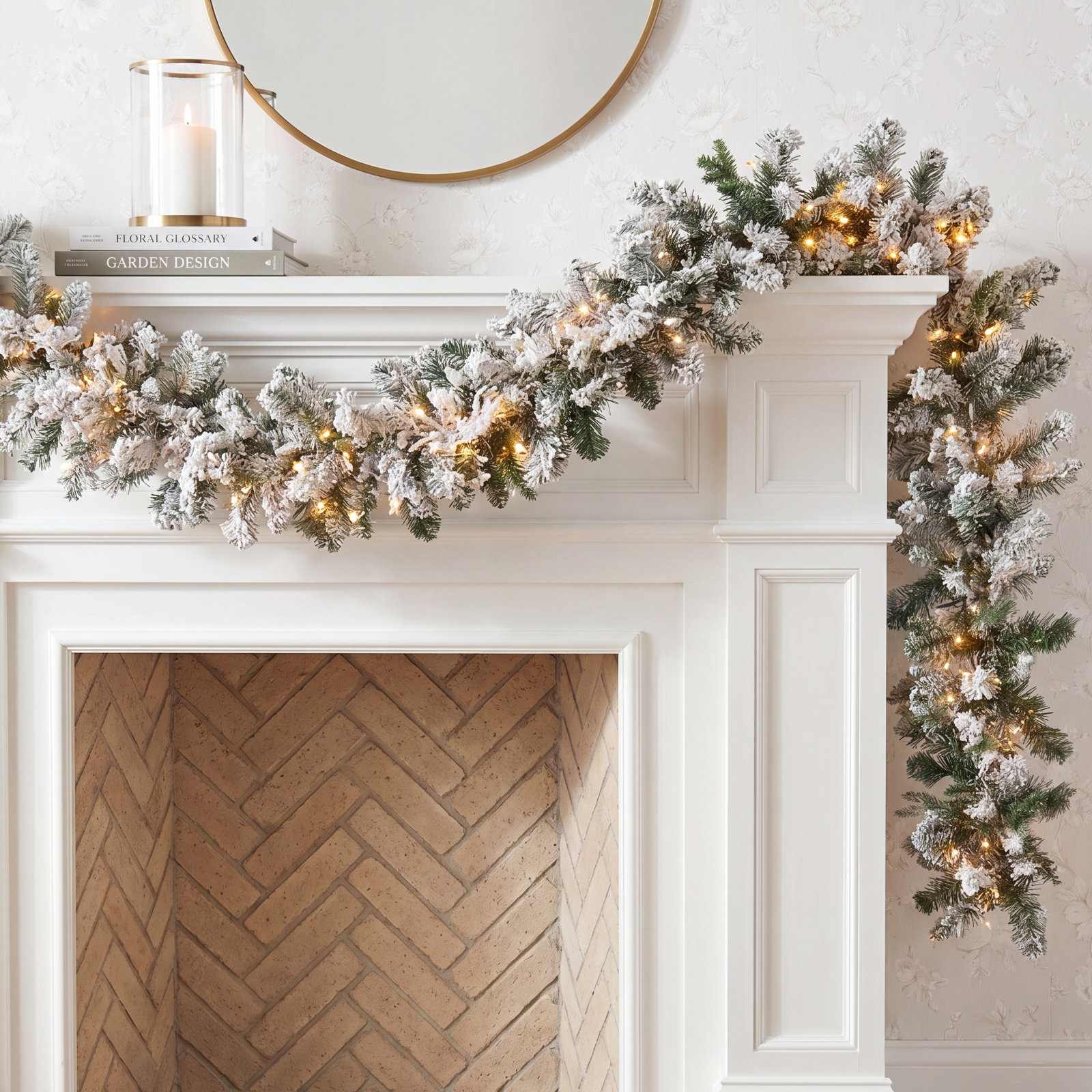 108" Frosted Pre-Lit Fir Garland
