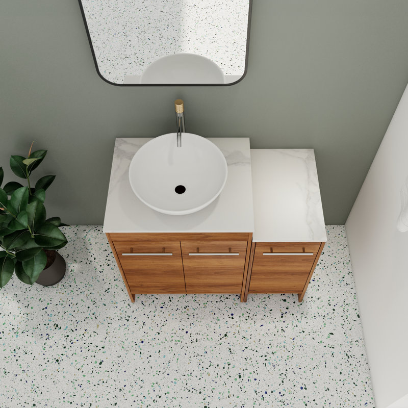 Ensemble de meuble-lavabo simple 35,87 po avec plateau en pierre frittée Malenda