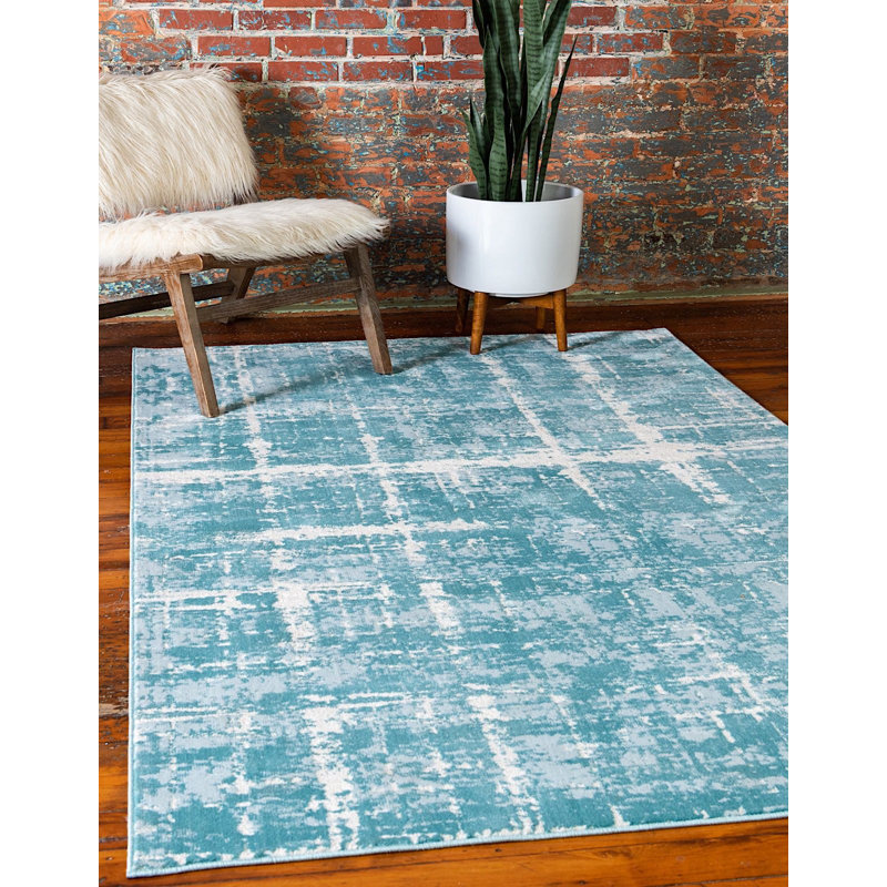 Tapis à motif géométrique vert Heights, Rectangle 4 pi x 6 pi