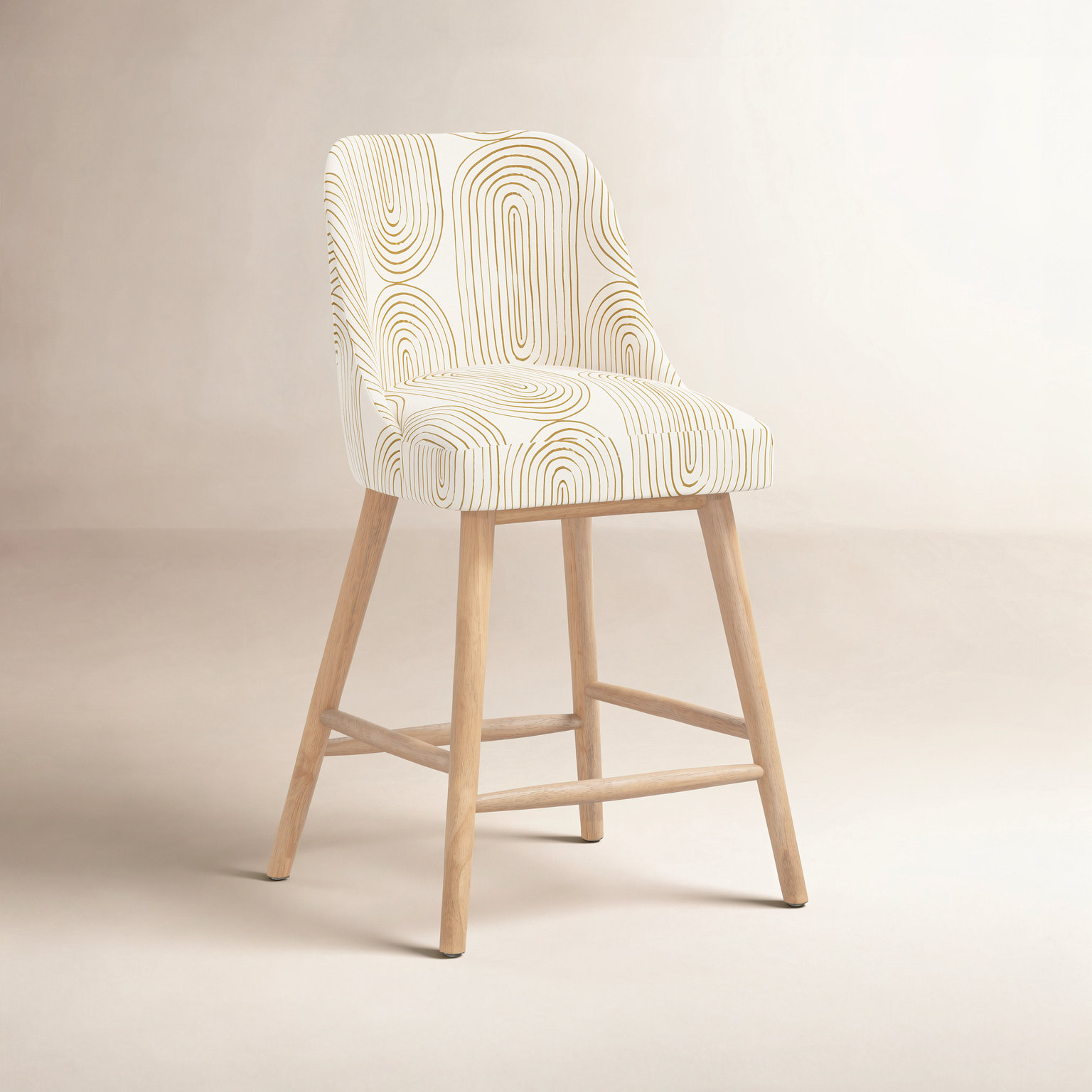 Gallie Bar and Counter Stool, Counter Stool (27” Seat Height), Natural Wood, Oblong Mustard