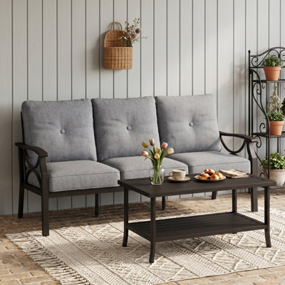 177.8cm Wide Straight Metal Sofa with Cushions