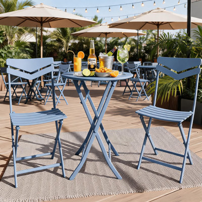 Ensemble de meubles de patio 3 pièces, table bistro et chaises pliables - Ensemble de meubles de patio d'extérieur en métal convenant aux balcons, aux cours et aux jardins