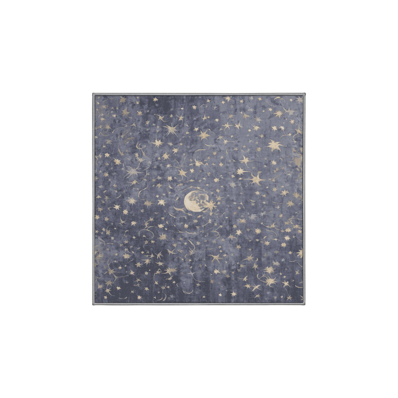 Machine Washable Gray Area Rug, Square 5'