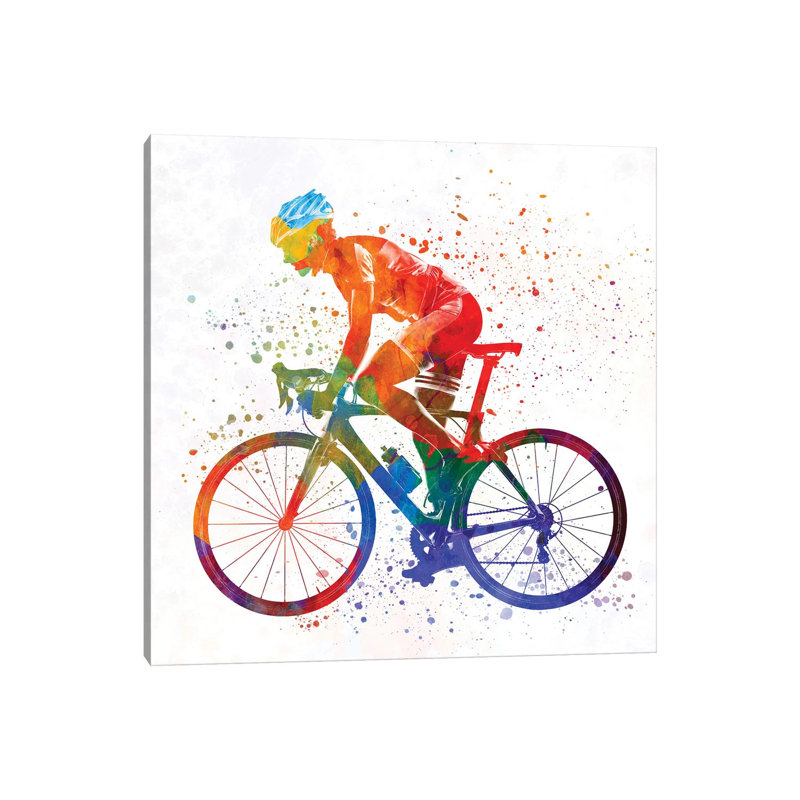 Woman Triathlon Cycling 01 by Paul Rommer - Wrapped Canvas Painting, 45.72 cm H x 45.72 cm W x 1.91 cm D