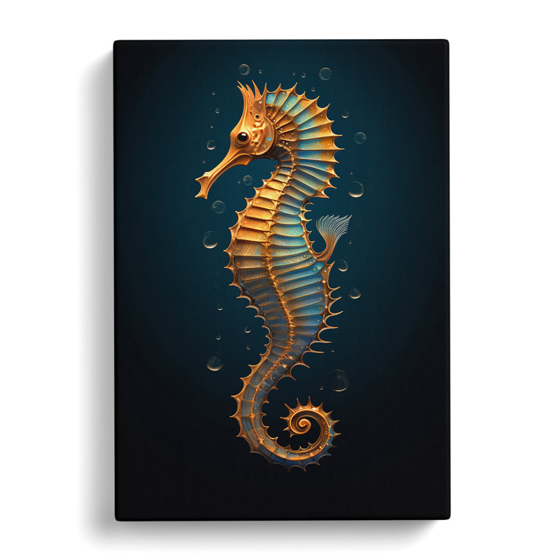 Seahorse Minimalism Art - Wrapped Canvas, 76cm H x 50cm W x 3cm D