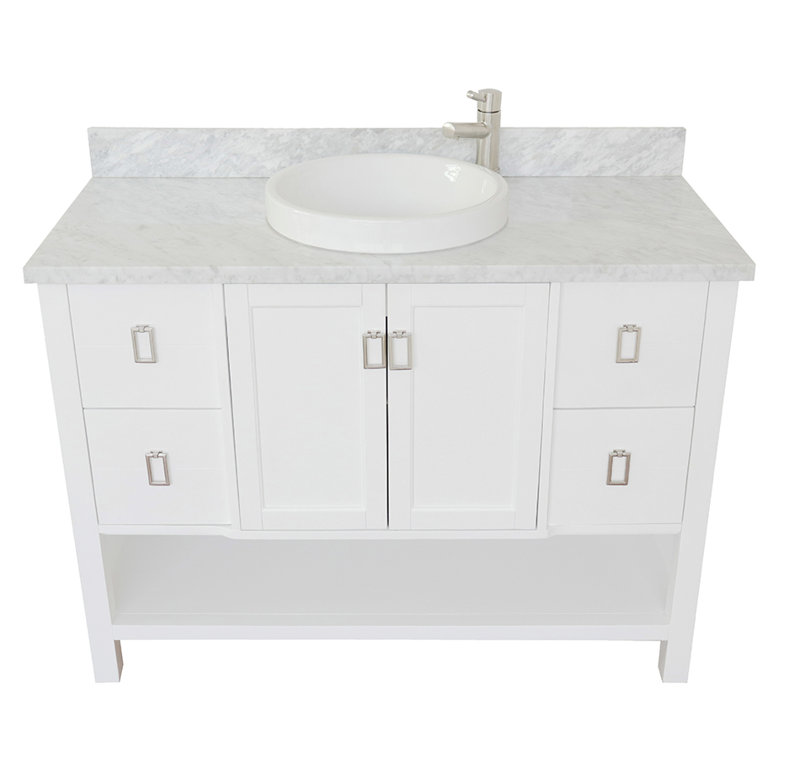 Wilhoit 49'' Single Bathroom Vanity with Top, White/White Carrara
