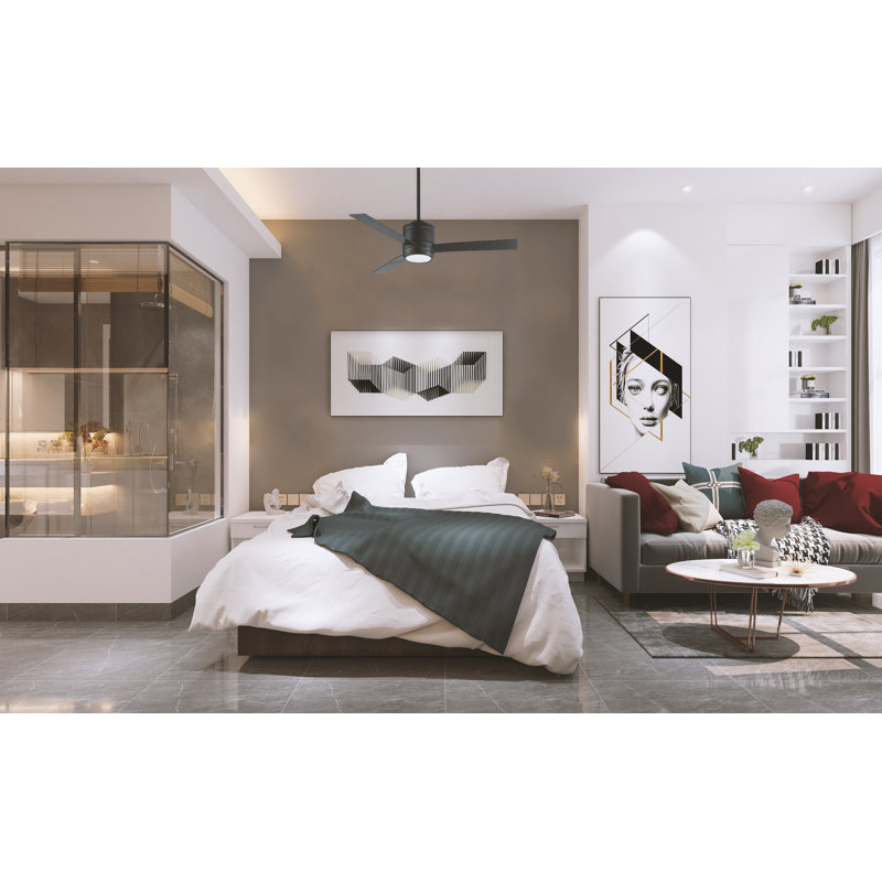 52'' Ceiling Fan with LED Lights, Black