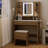 Makeup Vanity Desk With Mirror And Lights, 31.4" Dressing Table With Power Outlet And Storage Stool