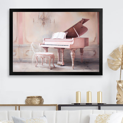 «Pink Pastel Piano Play IV - Music Piano», reproduction sur toile encadrée