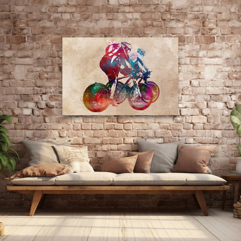 Art dynamique de montagne dynamique à vélo, 40" H x 60" W