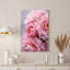 Art mural sur toile rose avec fleurs de camélia et gouttelettes d'eau sur pétales-132733457