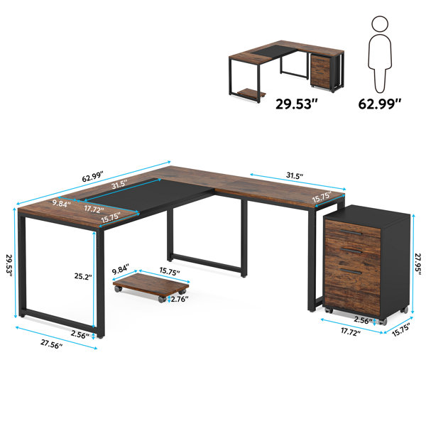  Karl home MDF Computer Desk with 4 Drawers and A Storage  Cabinet, Home Office Desk Writing Desk with 2 Storage Compartments, Office  Table for Bedroom Small Spaces, White : Home & Kitchen