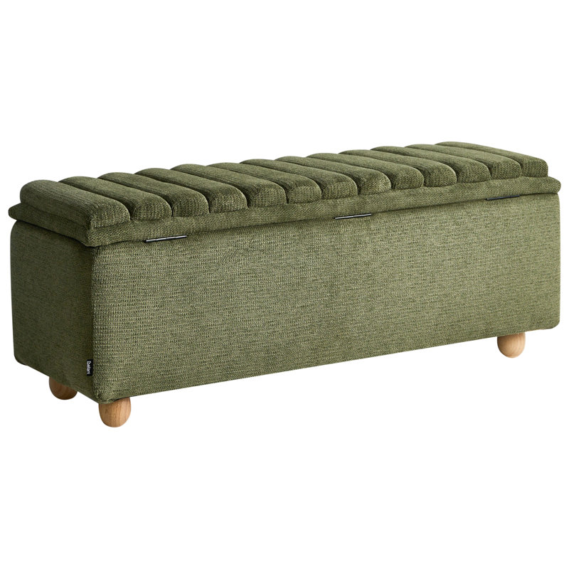 Fabric Upholstered Storage Bench, Green