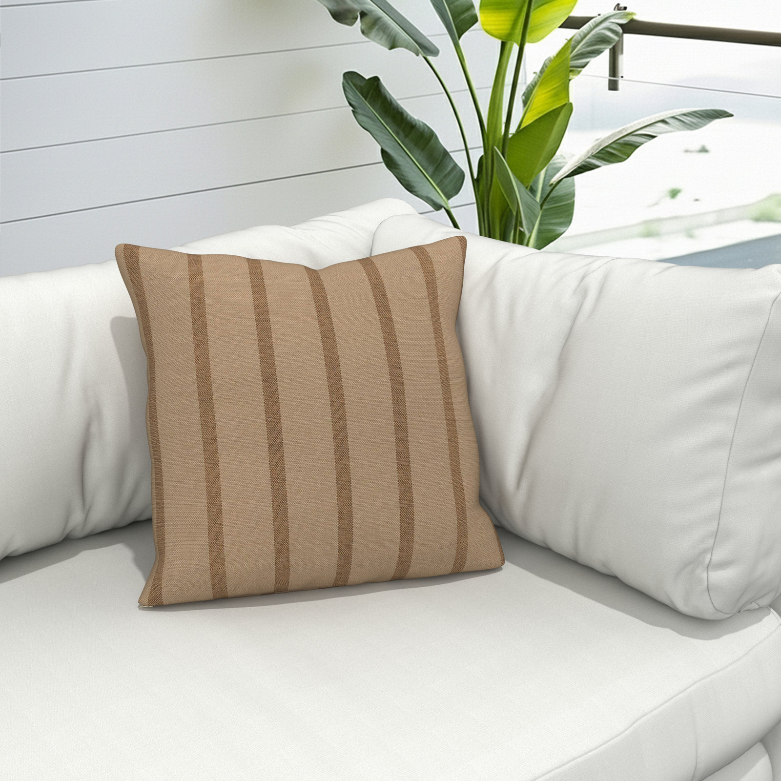 Lani Sunbrella® Throw Pillow, Square 20", Unwind Driftwood