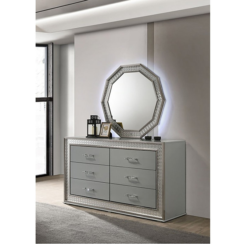 Mourant 6 Drawer Dresser With Decagon Mirror