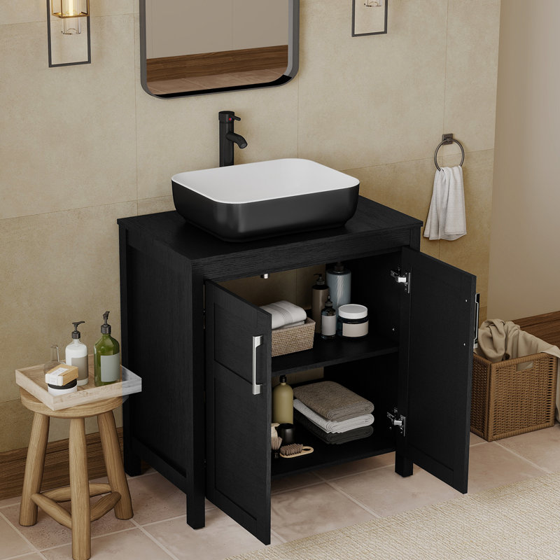 30" Free-Standing Modern Single Bathroom Vanity With Sink, Black