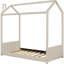 Lit simple en velours beige - Taille moderne et fonctionnelle avec un design