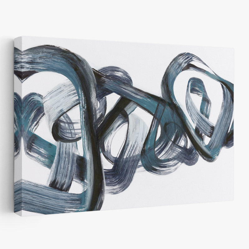 Indigo Intertwine - Art abstrait acrylique abstrait, H 16 po x l 24 po