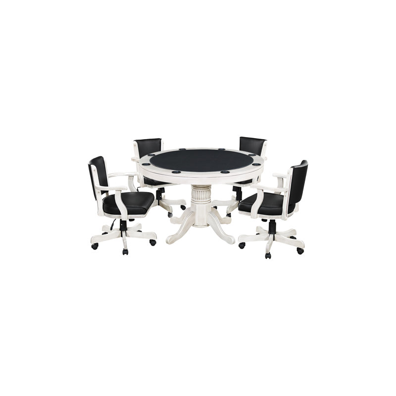 Gtbl48 noir avec ensemble de chaise de jeu, Blanc antique