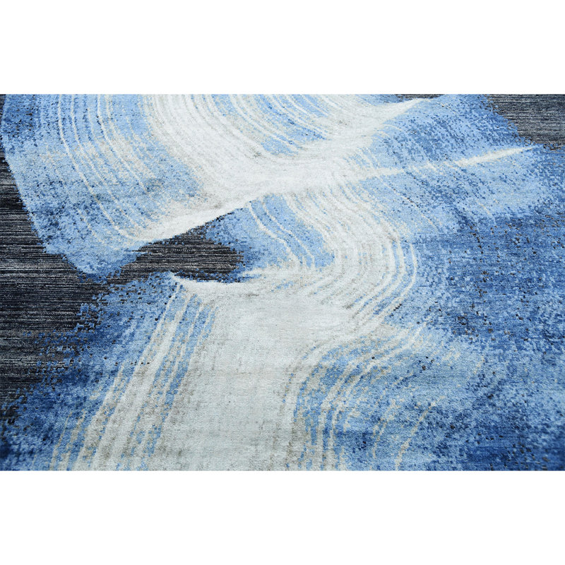Canterbury Handmade Silk and Wool Abstract Area Rug, Rectangle 9' x 12'