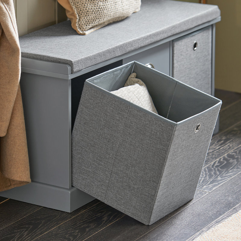 Raine Upholstered Storage Bench, Grey