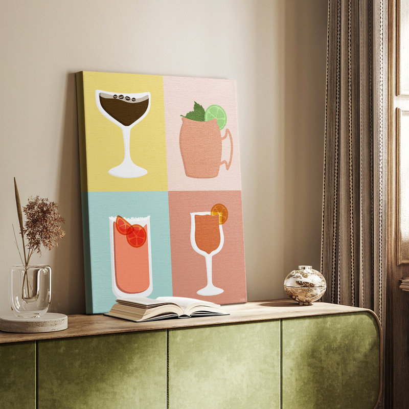 Colorblock Cocktail II -Galerie enveloppée Cavas, H 60 po x l 40 po