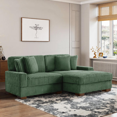 Canapé modulaire en flanelle avec accoudoirs et coussins décoratifs Stephania