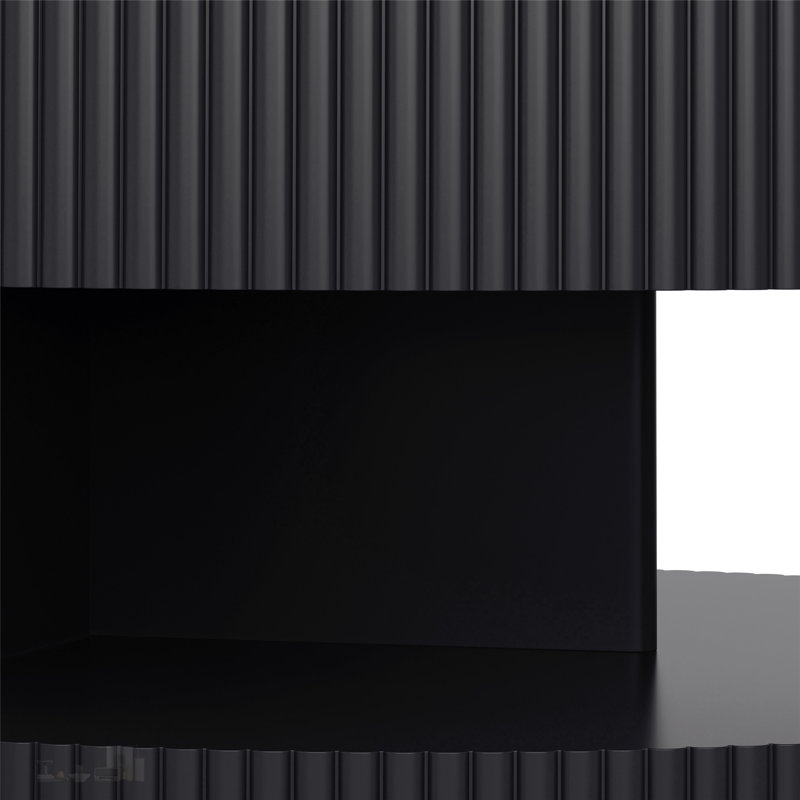 Modern Round Coffee Table with Storage and Stylish Vertical Stripe Design for Living Room and Bedroom, Black