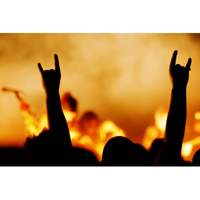 Cheering Man At Concert by Dwphotos - Wrapped Canvas Print