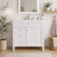 Meuble-lavabo de 91 cm (36 po) avec lavabo en céramique, meuble autoportant avec 2 tiroirs et un tiroir basculant, structure en bois massif et MDF, style rétro, bleu-414757070